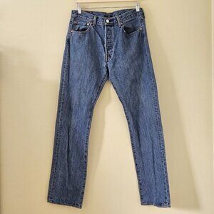 Levi's Jeans Mens 34 x 34 / 32 Blue 501 Straight Leg Cotton Denim Western Cowboy